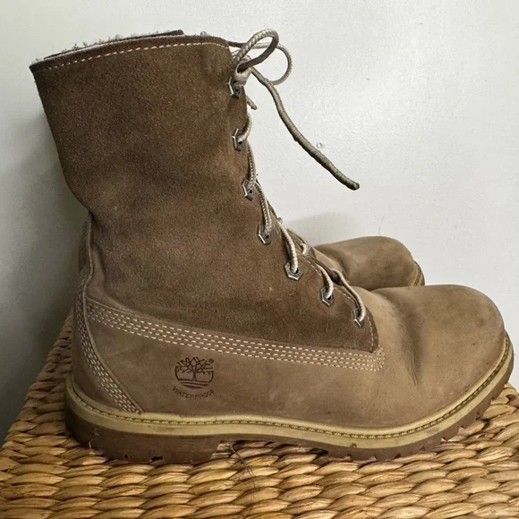 Timberland Women’s Sz 8.5  Teddy Fleece Fold-Down Waterproof Outdoor Boot  Snow - Picture 5 of 16